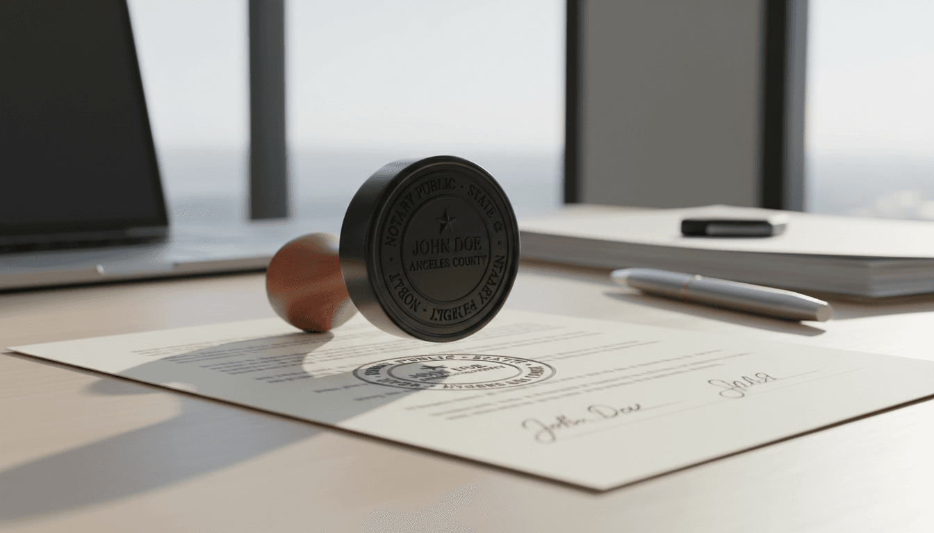 Notary seal on official document