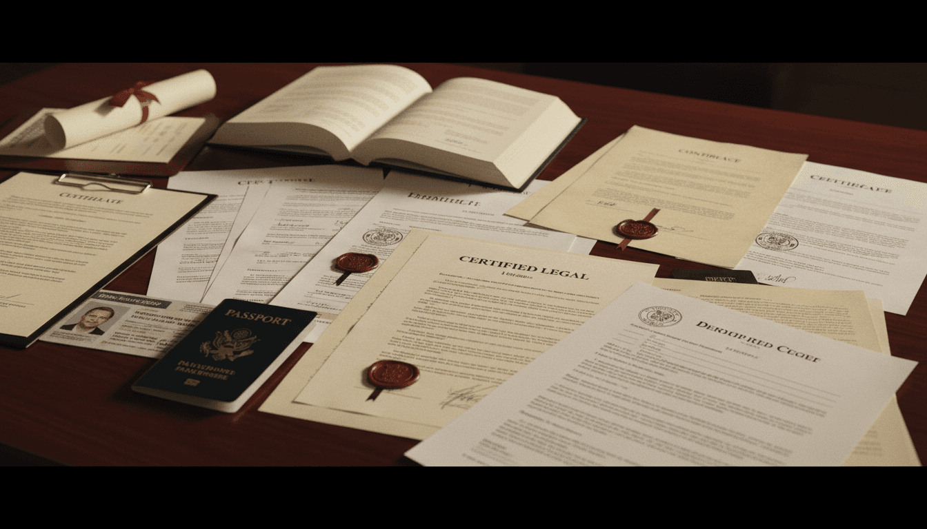 Various legal documents ready for notarization